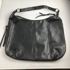 Vegan Leather Hobo Handbag (Large Size) Black